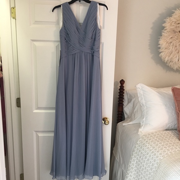 Azazie Dresses & Skirts - Azazie Flora Dusty Blue Bridesmaid Dress